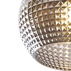 Art Deco plafondlamp zwart met smoke glas - Sphere