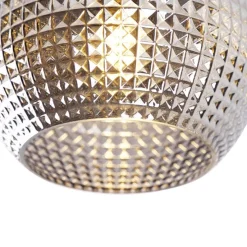 Art Deco plafondlamp zwart met smoke glas - Sphere