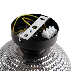 Art Deco plafondlamp zwart met smoke glas - Sphere