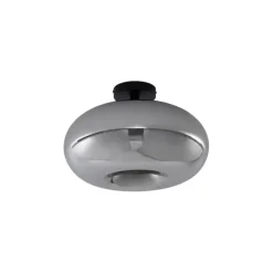 Art Deco plafondlamp zwart met smoke glas 40cm - Busa