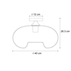 Art Deco plafondlamp zwart met smoke glas 40cm - Busa