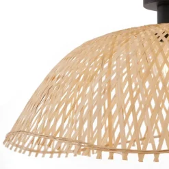 Art Deco plafondlamp zwart met naturel bamboe 60cm - Alka