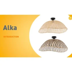 Art Deco plafondlamp zwart met naturel bamboe 60cm - Alka