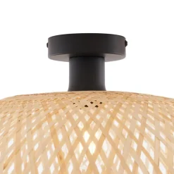 Art Deco plafondlamp zwart met naturel bamboe 60cm - Alka