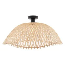Art Deco plafondlamp zwart met naturel bamboe 60cm - Alka