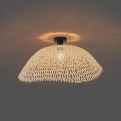 Art Deco plafondlamp zwart met naturel bamboe 60cm - Alka