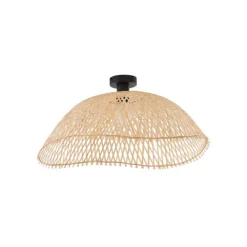 Art Deco plafondlamp zwart met naturel bamboe 60cm - Alka