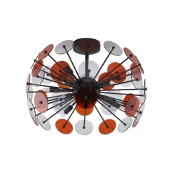 Art Deco plafondlamp zwart met amber en smoke - Atomic