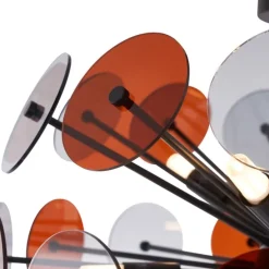 Art Deco plafondlamp zwart met amber en smoke - Atomic