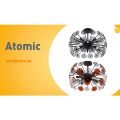 Art Deco plafondlamp zwart met amber en smoke - Atomic