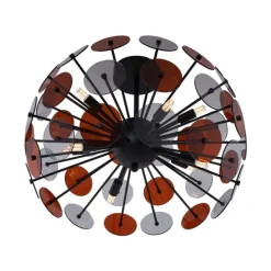 Art Deco plafondlamp zwart met amber en smoke - Atomic