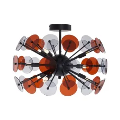 Art Deco plafondlamp zwart met amber en smoke - Atomic