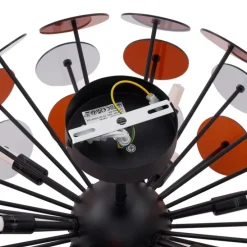 Art Deco plafondlamp zwart met amber en smoke - Atomic