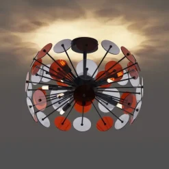 Art Deco plafondlamp zwart met amber en smoke - Atomic