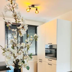 Art Deco plafondlamp zwart met smoke glas 2-lichts - Vidro