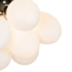 Art deco plafondlamp zwart met opaal glas 3-lichts - Uvas