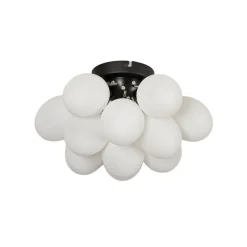 Art deco plafondlamp zwart met opaal glas 3-lichts - Uvas