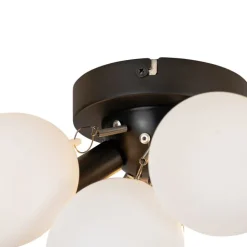 Art deco plafondlamp zwart met opaal glas 3-lichts - Uvas