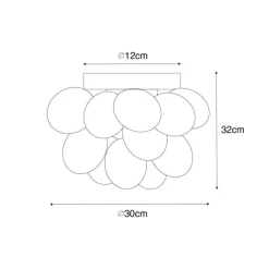 Art deco plafondlamp zwart met opaal glas 3-lichts - Uvas