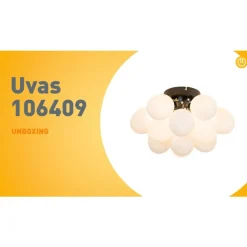 Art deco plafondlamp zwart met opaal glas 3-lichts - Uvas