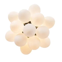 Art deco plafondlamp zwart met opaal glas 3-lichts - Uvas