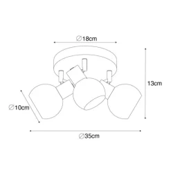 Art Deco plafondspot goud met roze glas 3-lichts - Vidro