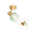 Art Deco spot goud met groen glas - Vidro