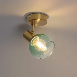 Art Deco spot goud met groen glas - Vidro