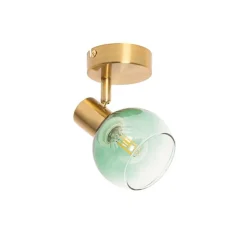 Art Deco spot goud met groen glas - Vidro