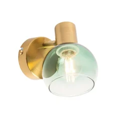 Art Deco spot goud met groen glas - Vidro