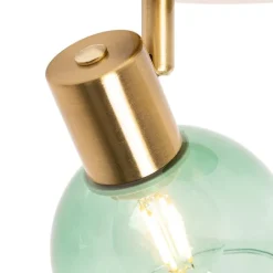 Art Deco spot goud met groen glas - Vidro