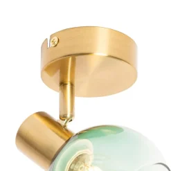 Art Deco spot goud met groen glas - Vidro