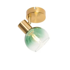 Art Deco spot goud met groen glas - Vidro
