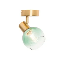 Art Deco spot goud met groen glas - Vidro