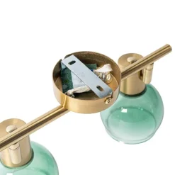 Art Deco spot goud met groen glas 2-lichts - Vidro