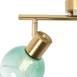 Art Deco spot goud met groen glas 2-lichts - Vidro