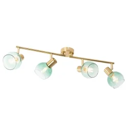 Art Deco spot goud met groen glas 4-lichts - Vidro