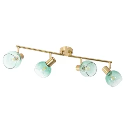 Art Deco spot goud met groen glas 4-lichts - Vidro