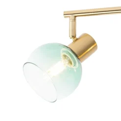 Art Deco spot goud met groen glas 4-lichts - Vidro