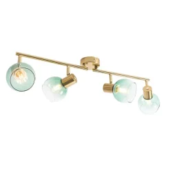 Art Deco spot goud met groen glas 4-lichts - Vidro