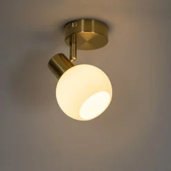 Art Deco spot goud met opaal glas verstelbaar - Anouk