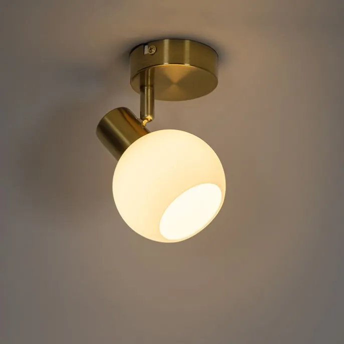 Art Deco spot goud met opaal glas verstelbaar - Anouk