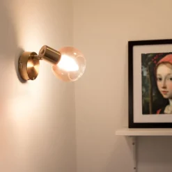 Art Deco spot goud met roze glas - Vidro