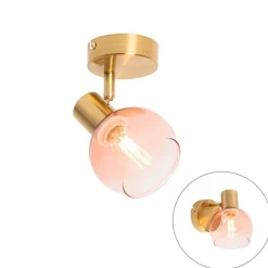 Art Deco spot goud met roze glas - Vidro