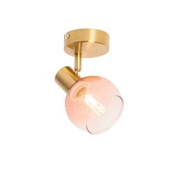 Art Deco spot goud met roze glas - Vidro
