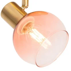 Art Deco spot goud met roze glas - Vidro