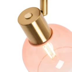 Art Deco spot goud met roze glas - Vidro