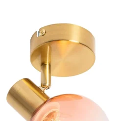 Art Deco spot goud met roze glas - Vidro