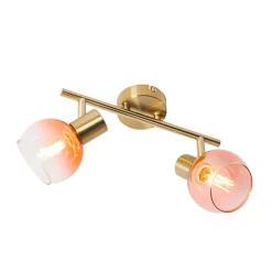 Art Deco spot goud met roze glas 2-lichts - Vidro