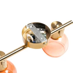 Art Deco spot goud met roze glas 2-lichts - Vidro